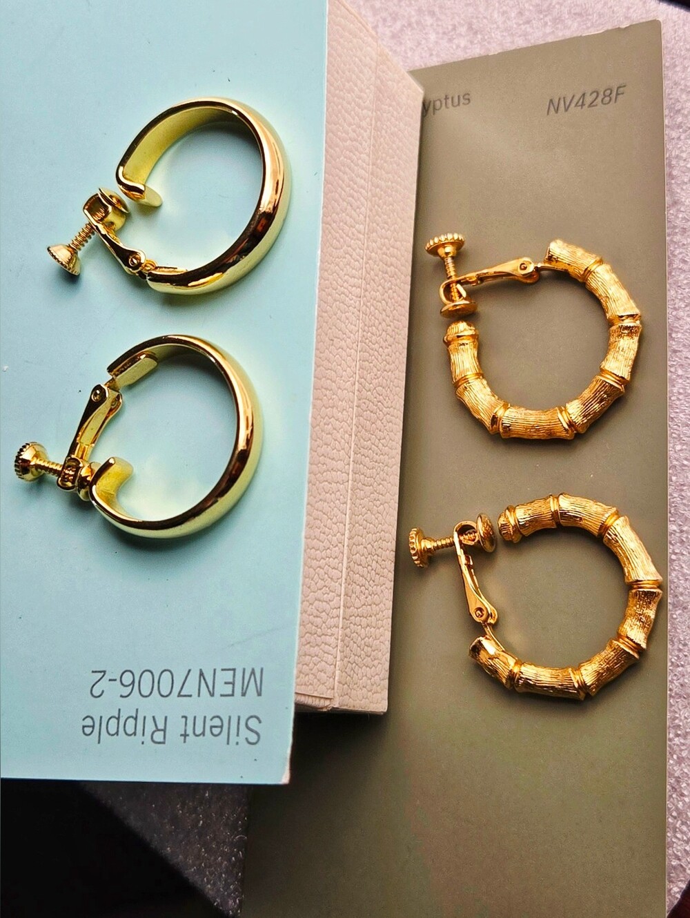 Napier Gold Tone Screw-Back Hoop Earrings Bundle Of 2